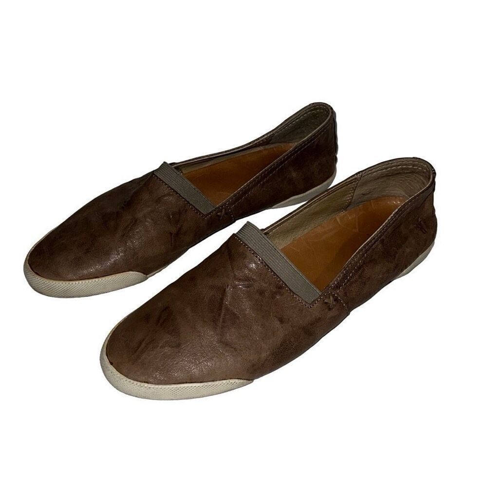 Frye Melanie Distressed Leather Loafers Light Brown Slip On Womens Sz 7.5 READ